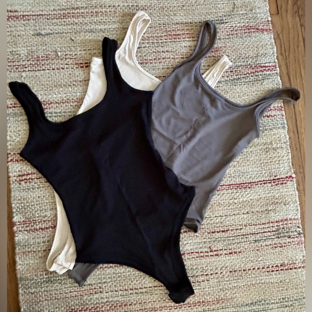 Women's Bodysuit Trio - Black, Gray, and Cream